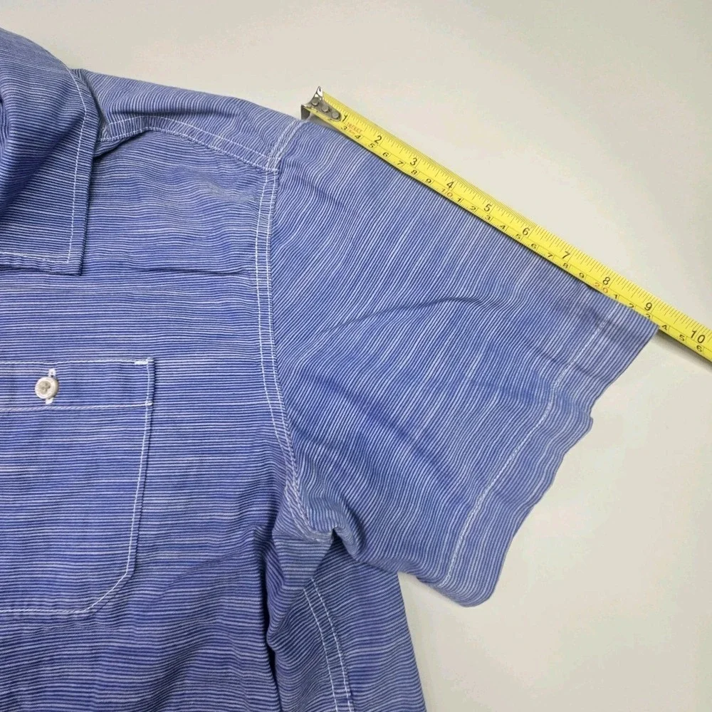 THE NORTH FACE Men's Large Blue White Micro-Stripe Short Sleeve Button Up Shirt